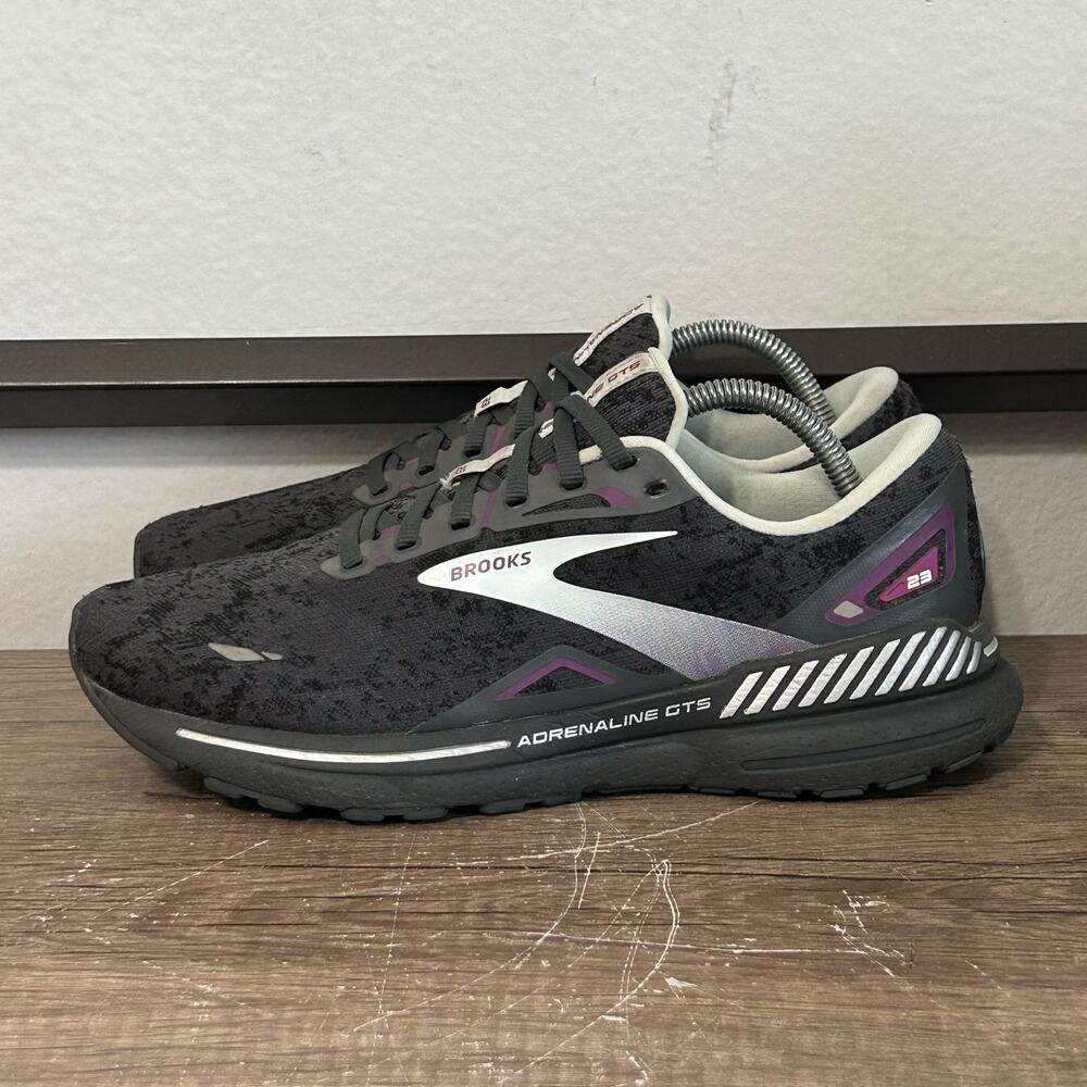 Brooks Adrenaline GTS 23 Black and Purple Athletic Shoes